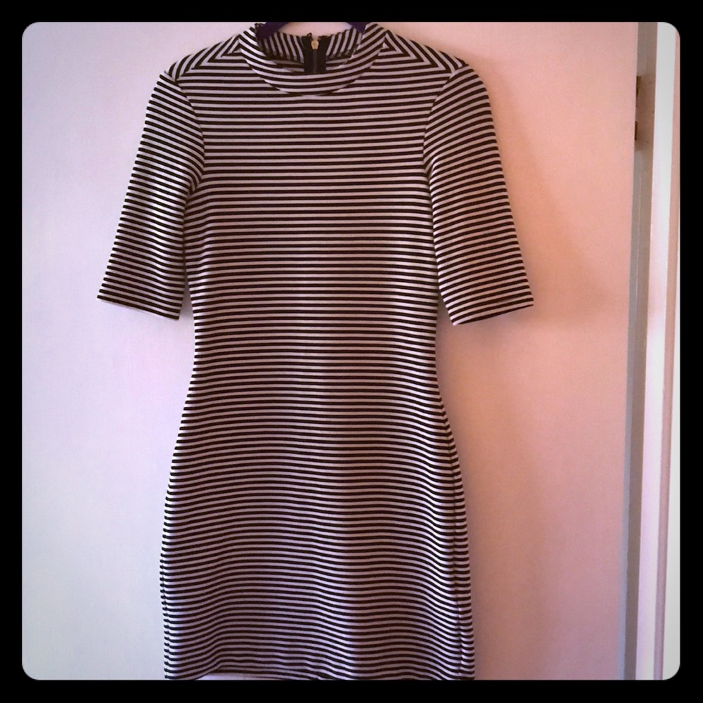 High-neck Striped Mini Dress